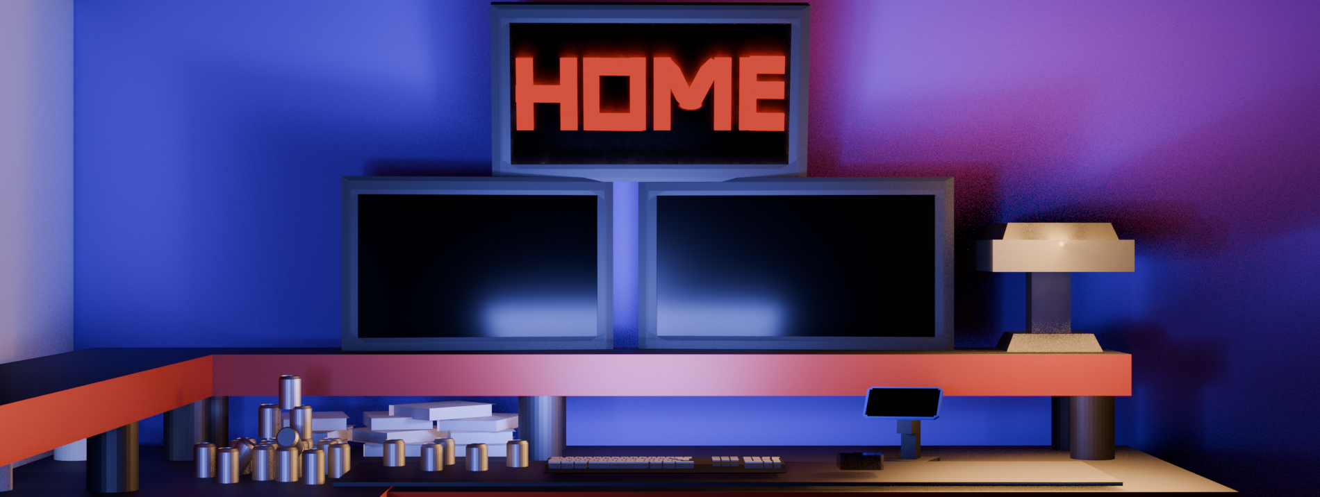 an image of 3 off monitors on a desk